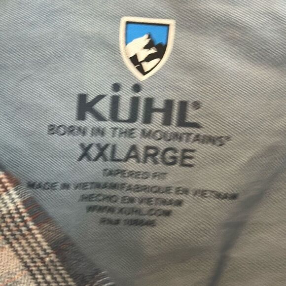 Kuhl Skorpio Plaid Button Down Shirt Mens XXL Hiking Short Sleeve Blue Gray - Picture 6 of 8